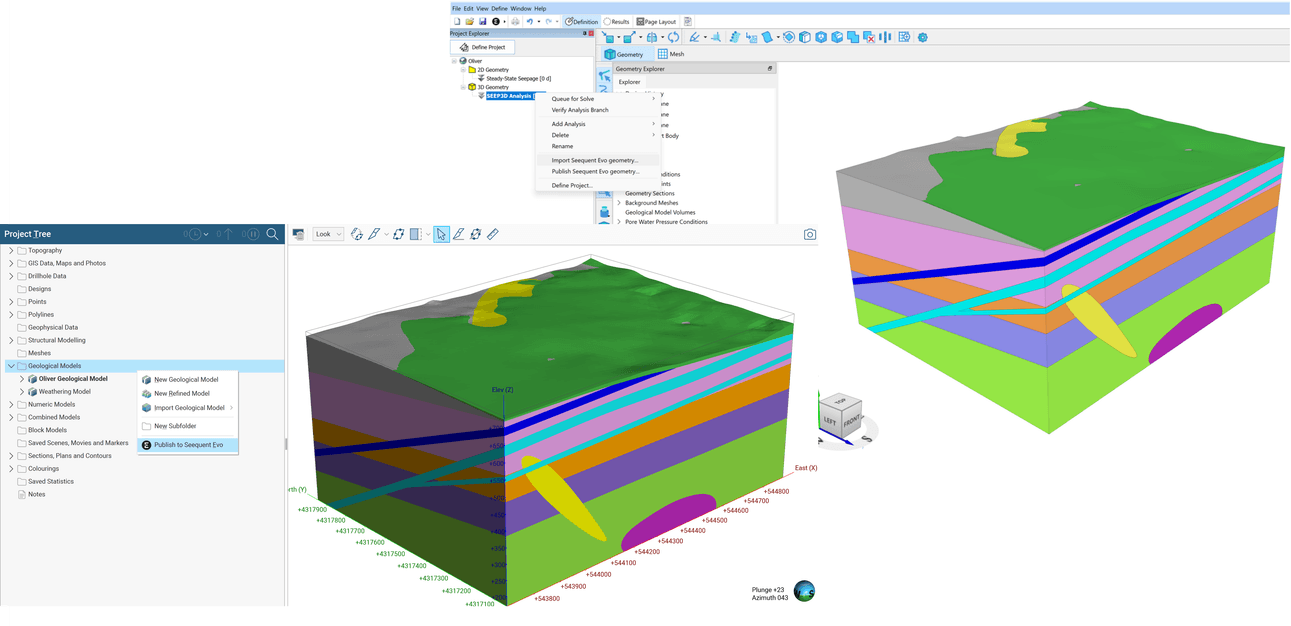 Leapfrog 与 GeoStudio 经 Evo 共享地质体和地层模型