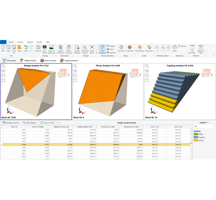 RocSlope2 岩质边坡的二维块体稳定风险评估软件